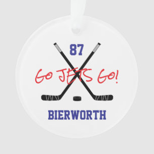 Hockey Sports Team Colours Player Number Name Ornament