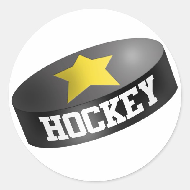 Hockey Star Puck Classic Round Sticker (Front)