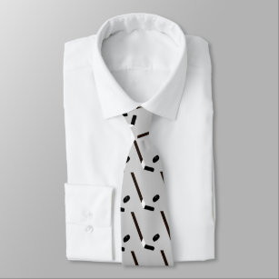 Hockey Stick and Puck Custom Patterned Tie