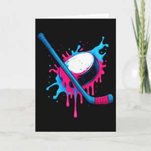 Hockey Stick And Puck Ice Cream Drip Boys Tee Card