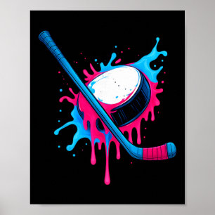 Hockey Stick And Puck Ice Cream Drip Boys Tee  Poster