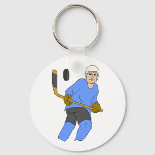 Hockey Stick And Puck Keychain