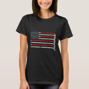 Hockey Stick Usa Flag Faded Hockey Player Women Ki T-Shirt