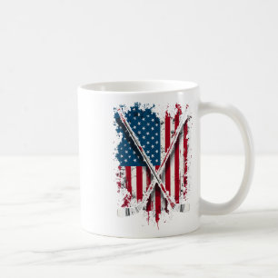 Hockey Stick Usa Flag Hockey Player  Coffee Mug