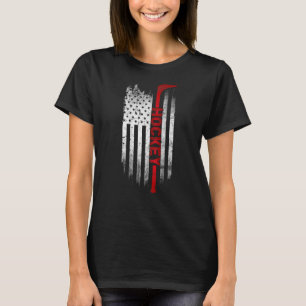 Hockey Stick USA Flag Sports Patriotic Ice Hockey T-Shirt