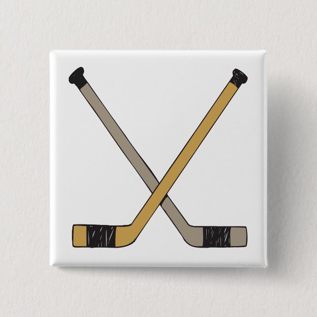 Hockey Sticks 2 Inch Square Button (Front)