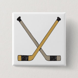 Hockey Sticks 2 Inch Square Button
