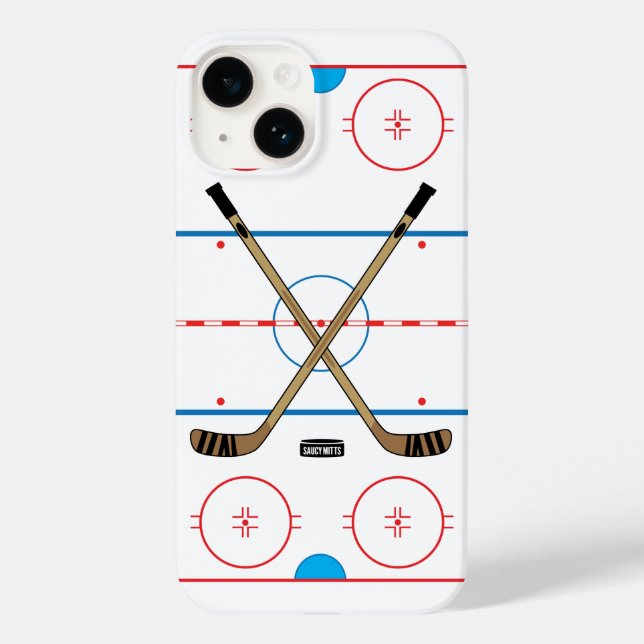 Hockey Sticks and Centre Ice Hockey Rink Case-Mate iPhone Case (Back)