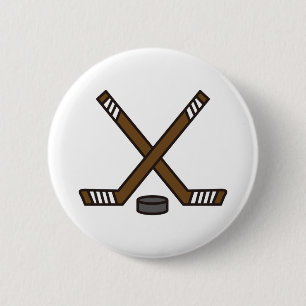 Hockey Sticks and Puck 2 Inch Round Button