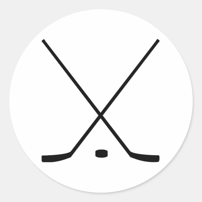 Hockey Sticks And Puck Classic Round Sticker (Front)