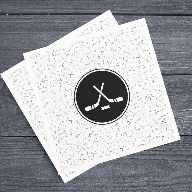 Hockey Sticks Black & White Sport Party Napkins (Creator Uploaded)
