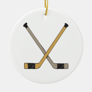 Hockey Sticks Ceramic Ornament