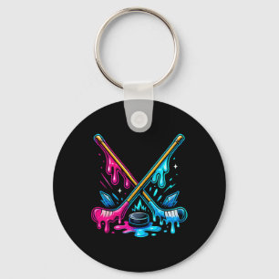 Hockey Sticks Ice Cream Drip Ice Hockey Dripping M Keychain