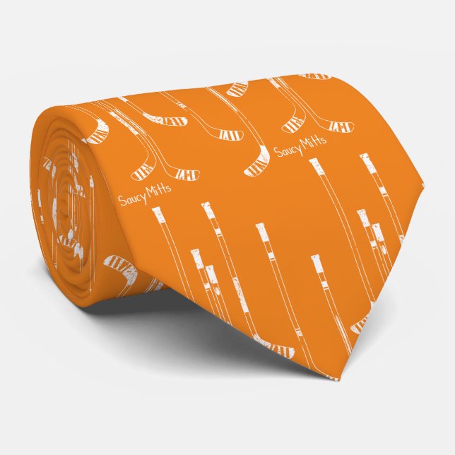 Hockey Sticks Orange Tie (Rolled)