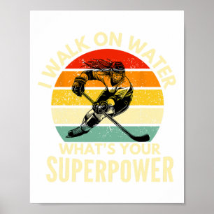 Hockey Superpower Quote Retro Ice Skating Player D Poster