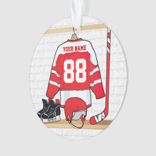 Hockey sur glace rouge et blanc personnalisé