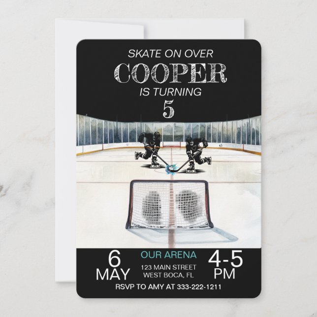  Hockey Theme Birthday  Invitation (Front)