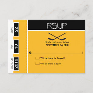 Hockey Ticket Wedding RSVP Card