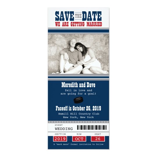 Hockey Ticket Wedding Save the Date Card | Zazzle.ca