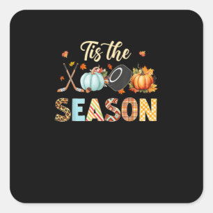 Hockey Tis The Season Pumpkin Autumn Fall Thanksgi Square Sticker