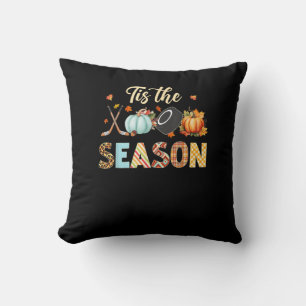 Hockey Tis The Season Pumpkin Autumn Fall Thanksgi Throw Pillow