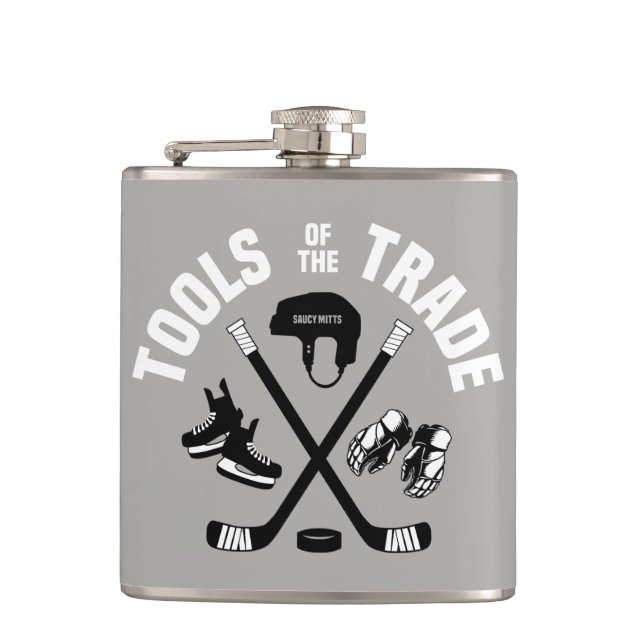 Hockey Tools of the Trade Grey Hip Flask (Front)