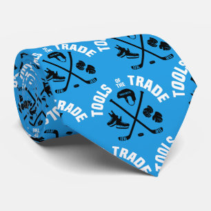 Hockey Tools of the Trade on blue Tie