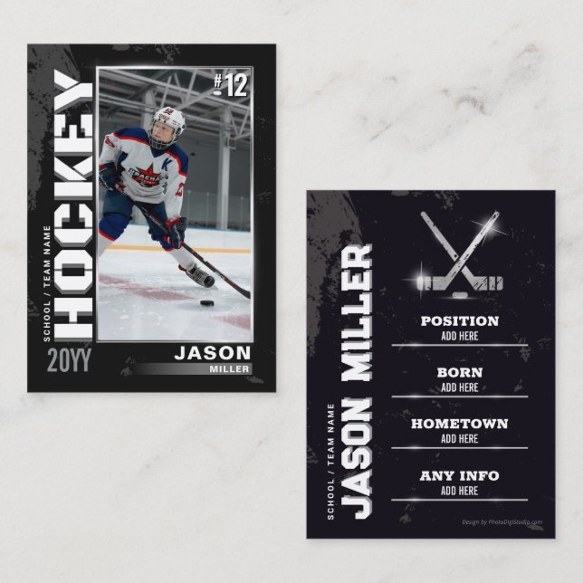 Hockey Trading Card, Hockey Player Card Silver (Front/Back)