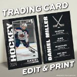 Hockey Trading Card, Hockey Player Card Silver<br><div class="desc">Celebrate your star player with our Silver Edition Custom Hockey Trading Card! Fully customizable with a photo,  stats,  and achievements,  this sleek card is perfect for team gifts,  award ceremonies,  or personal memorabilia. 

 LINK TO GROUP: https://www.photodigistudio.com/zazzle-products/hockey-grunge-trading-card-template</div>