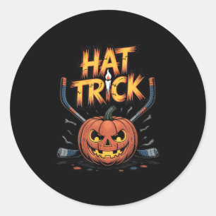 Hockey Trick Halloween Soky Pumpkin Ice Hockey Hal Classic Round Sticker