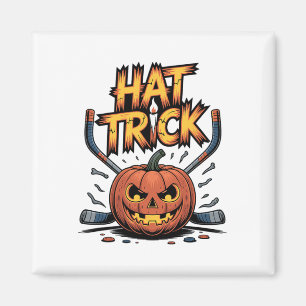 Hockey Trick Halloween Spooky Pumpkin Ice Hockey H Magnet