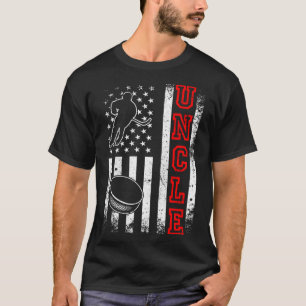Hockey Uncle American Flag  Hockey T-Shirt