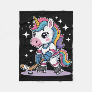 Hockey Unicorn Ice Hockey Cute Funny Girls Winter Fleece Blanket