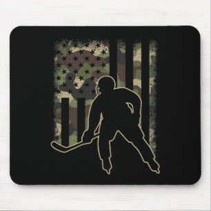 Hockey Us Flag Camouflage Camo Ice Hockey Player M Mouse Pad