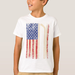 Hockey Usa American Flag Hockey Stick Ice Hockey D T-Shirt