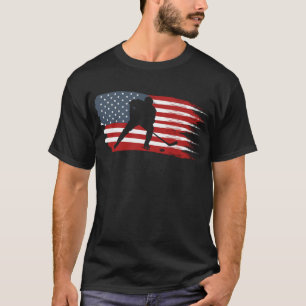 Hockey USA Flag American Flag Patriotic Ice Hockey T-Shirt