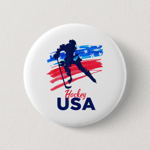Hockey Usa Support The Team Shirt Usa Ice Hockey L 2 Inch Round Button