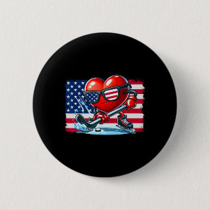 Hockey Valentines Day Valentine Us Flag Sungles Pa 2 Inch Round Button
