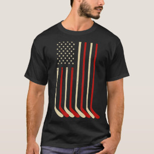 Hockey  Vintage American USA Flag Ice Hockey Stick T-Shirt