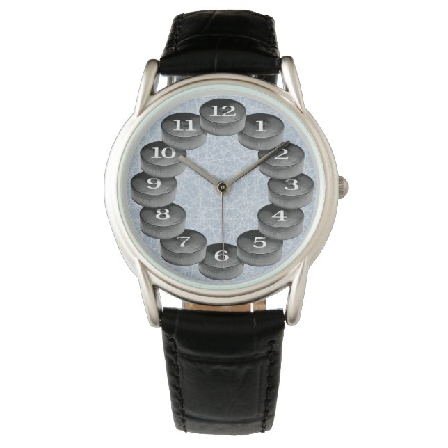 Hockey Watch Classic Black Leather (Front)