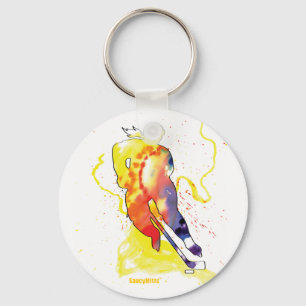 Hockey Watercolor Keychain