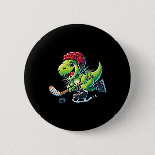Hockeysaurus Dinosaur Ice Hockey Trex Kids Boys Ic 2 Inch Round Button