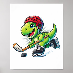 Hockeysaurus Dinosaur Ice Hockey Trex Kids Boys Ic Poster