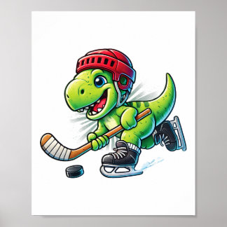 Hockeysaurus Dinosaur Ice Hockey Trex Kids Boys Ic Poster