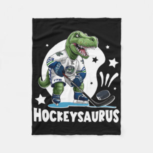 Hockeysaurus Funny Dinosaur Hockey Kids Hockey Boy Fleece Blanket