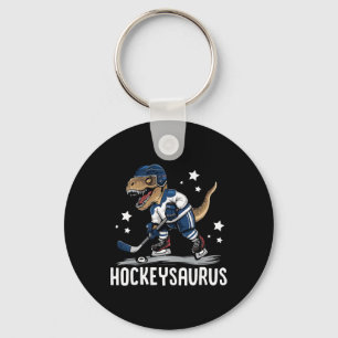 Hockeysaurus Funny Dinosaur Hockey Kids Hockey Boy Keychain