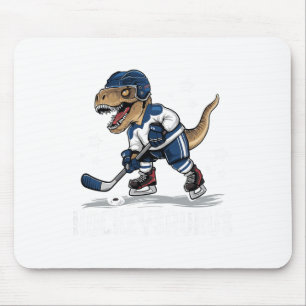 Hockeysaurus Funny Dinosaur Hockey Kids Hockey Boy Mouse Pad