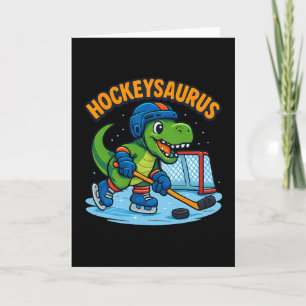 Hockeysaurus Funny Dinosaur Ice Hockey Kids Card