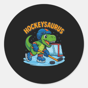 Hockeysaurus Funny Dinosaur Ice Hockey Kids  Classic Round Sticker
