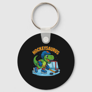 Hockeysaurus Funny Dinosaur Ice Hockey Kids  Keychain
